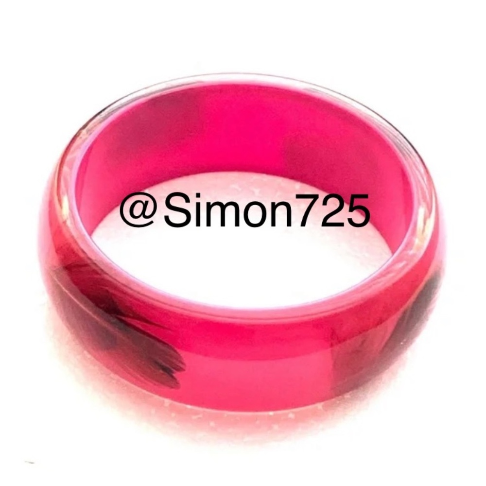 Vintage Feather Bangle Bracelet Hot Pink